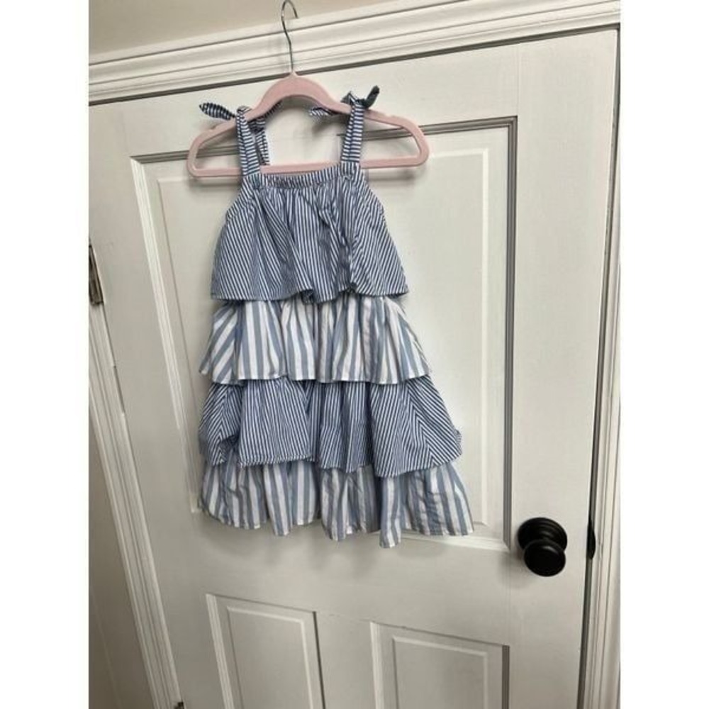 crewcuts Tiered Blue And White Dress girl size‎ 5